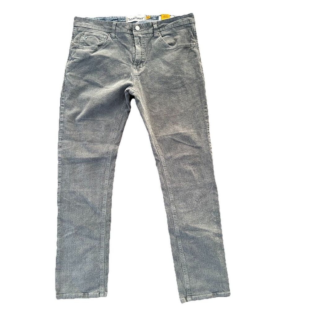 Tailor Vintage Men’s 36x32 Corduroy Gray Canaan Slim Fit Comfort Waist Pants
